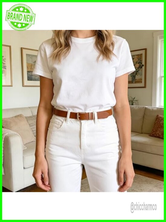 3 Pack Women\'s Leather Waist Belt with Gold Buckle for Jeans Dresses Pants main image 5